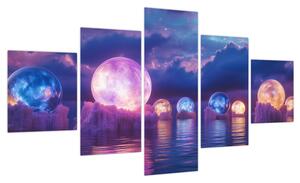 Obraz - Planety na wodzie (125x70 cm)