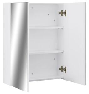 Szafka łazienkowa z lustrem, biała, 60x15x75 cm, mdf