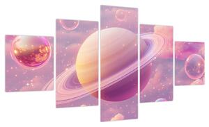 Obraz - Różowa planeta (125x70 cm)