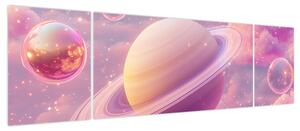 Obraz - Różowa planeta (170x50 cm)