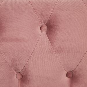 Klasyczna sofa 3-osobowa tapicerowana welurowa pikowana różowa Chesterfield Beliani