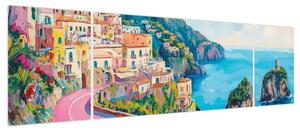 Obraz - Różowa droga przy wybrzeżu (170x50 cm)