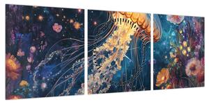 Obraz - Magiczna meduza (z zegarem) (90x30 cm)