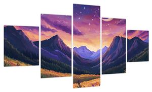 Obraz - Fioletowy krajobraz (125x70 cm)