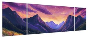Obraz - Fioletowy krajobraz (170x50 cm)