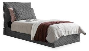 Szare tapicerowane łóżko jednoosobowe ze schowkiem i stelażem 90x200 cm Sleepy Luna – Miuform