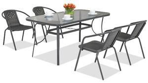 Metalowe meble ogrodowe Modena/Bergamo dla 4 osób Garden Point antracyt