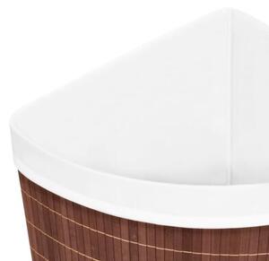 Bambusowy kosz na pranie, narożny, brązowy, 60 l