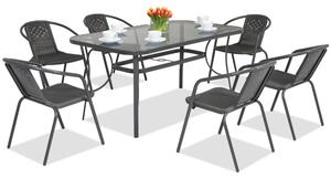Metalowe meble ogrodowe Modena/Bergamo dla 6 osób Garden Point antracyt