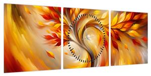 Obraz - Jesienne drzewo (z zegarem) (90x30 cm)