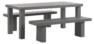 Zestaw mebli ogrodowych szary betonowy industrialny stół 2 ławki Taranto Beliani