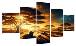 Obraz - Odpoczywające lwy (125x70 cm)