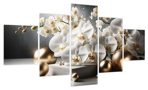 Obraz - Orchidea i złote kule (125x70 cm)