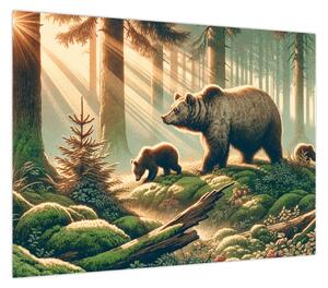 Obraz - Niedźwiedzie w lesie (70x50 cm)