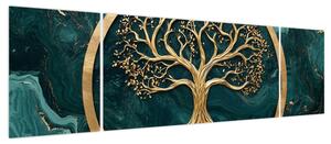 Obraz – Złote drzewo życia w marmurze (170x50 cm)