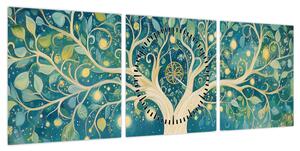Obraz – Magiczne drzewo ze spiralami (z zegarem) (90x30 cm)