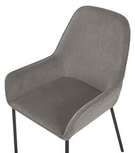 Zestaw 2 krzeseł do jadalni szare sztruksowe retro glam czarne nogi Loverna Beliani