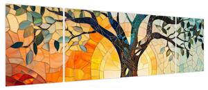 Obraz – Mozaika – słońce i drzewo I. (170x50 cm)