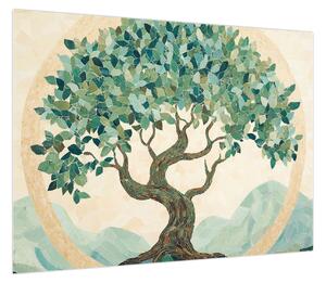 Obraz – Elegancka mozaika z drzewem (70x50 cm)