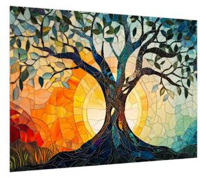 Obraz – Mozaika – słońce i drzewo I. (70x50 cm)