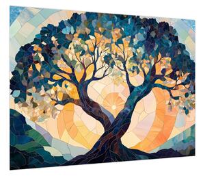 Obraz – Mozaika – słońce i drzewo II. (70x50 cm)