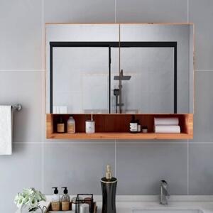 Szafka łazienkowa z lustrem i LED, kolor dębowy 80x15x60 cm mdf