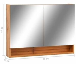 Szafka łazienkowa z lustrem i LED, kolor dębowy 80x15x60 cm mdf