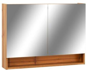 Szafka łazienkowa z lustrem i LED, kolor dębowy 80x15x60 cm mdf