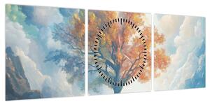 Obraz – Drzewo życia i miłości (z zegarem) (90x30 cm)