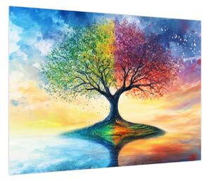 Obraz – Malowane drzewo czterech pór roku (70x50 cm)