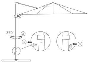 Parasol wiszący z aluminiowym słupkiem, 300 cm, niebieski