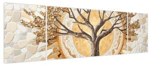 Obraz – Złote drzewo życia w mozaice (170x50 cm)