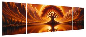 Obraz – Drzewo w krwawym słońcu (170x50 cm)