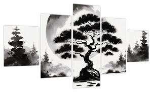 Obraz – Czarno-biały bonsai (125x70 cm)