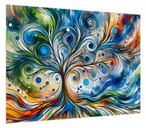 Obraz – Kolorowe energetyczne drzewo (70x50 cm)