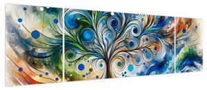 Obraz – Kolorowe energetyczne drzewo (170x50 cm)