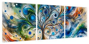 Obraz – Kolorowe energetyczne drzewo (z zegarem) (90x30 cm)