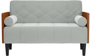 Sofa dwuosobowa z poduszkami waÅkowymi jasnoszara 110 cm