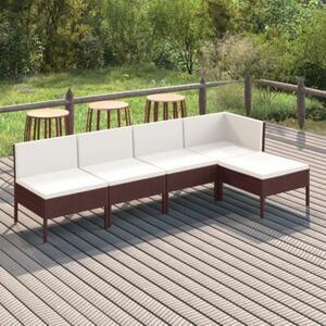 Zestaw Mebli Ogrodowych Komplet Wypoczynkowy Z Poduszkami 5-Częściowy Brązowy Rattan Na Taras Balkon Ogród