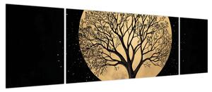 Obraz – Drzewo w złotej pełni księżyca I. (170x50 cm)