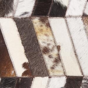 Dywan prostokątny skórzany wzór w jodełkę 160 x 230 cm brązowo-biały Akyele Beliani