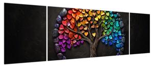 Obraz – Drzewo pełne kolorowych serc (170x50 cm)