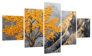 Obraz – Złote drzewo w górach (125x70 cm)