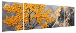 Obraz – Złote drzewo w górach (170x50 cm)