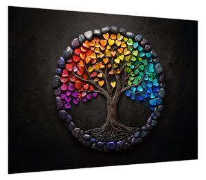 Obraz – Drzewo pełne kolorowych serc (70x50 cm)