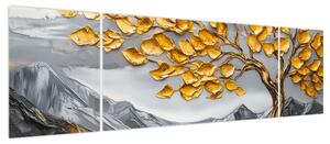 Obraz – Drzewo ze złotymi liśćmi (170x50 cm)