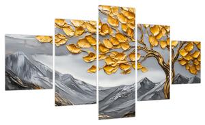 Obraz – Drzewo ze złotymi liśćmi (125x70 cm)