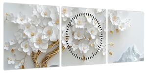 Obraz – Eleganckie drzewo życia 3D (z zegarem) (90x30 cm)