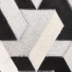 Dywan patchwork skórzany 160 x 230 cm geometryczny wzór czarno-szary Narman Beliani