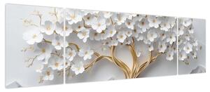 Obraz – Eleganckie drzewo życia 3D pełne kwiatów (170x50 cm)